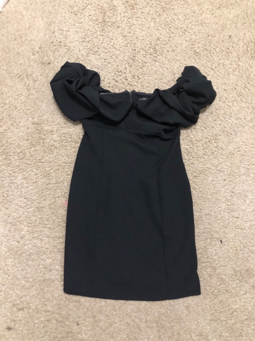 Zara Black Strapless Dress with Ruffle Detail Size Smalll - Picture 2 of 5